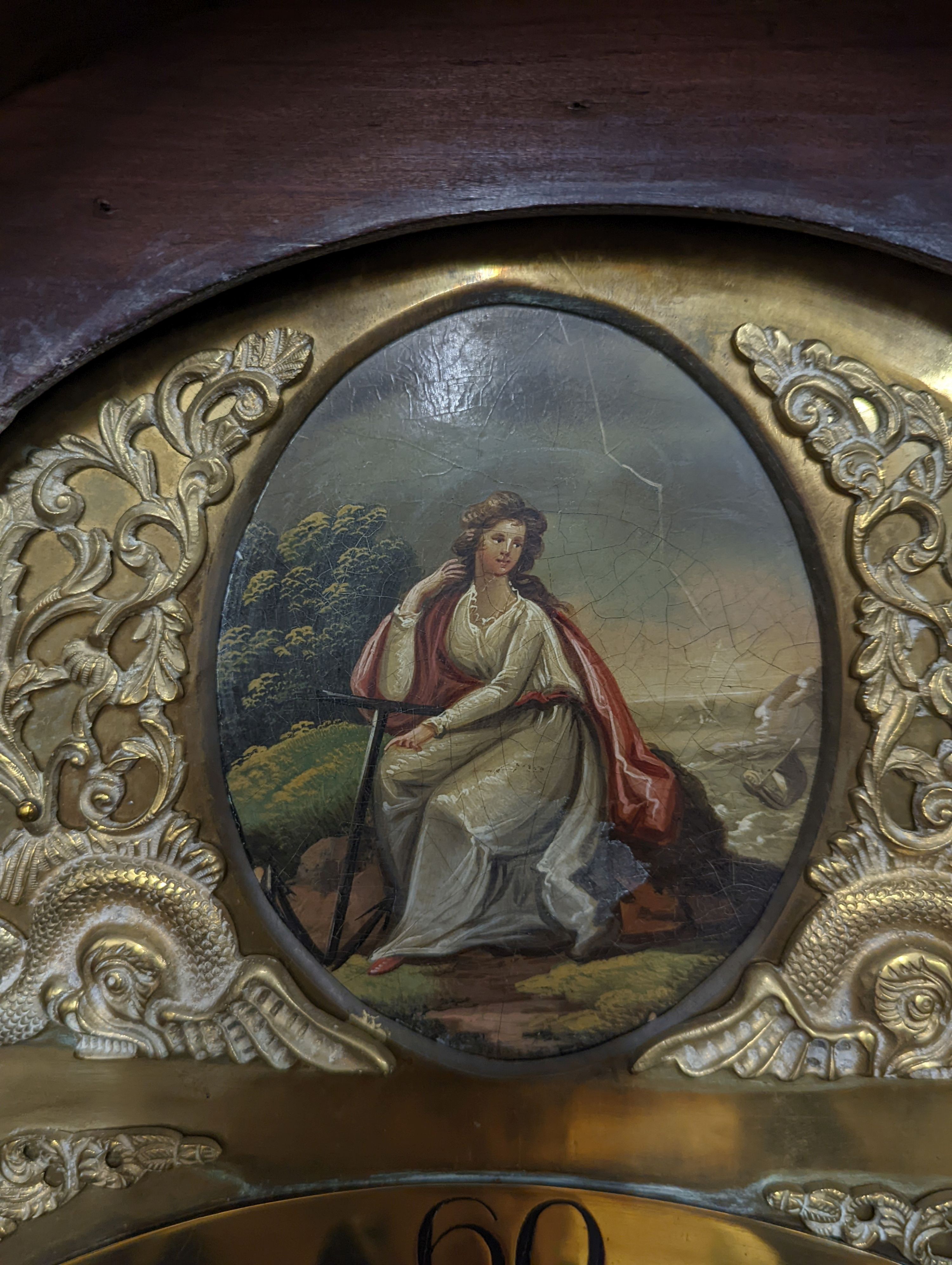 A George III oak cased 8 day longcase clock, height 237cm